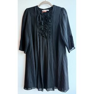 Jenny Han Size Medium Black Silk Dress 3/4 Sleeve Lined Mini Dress EUC. $275